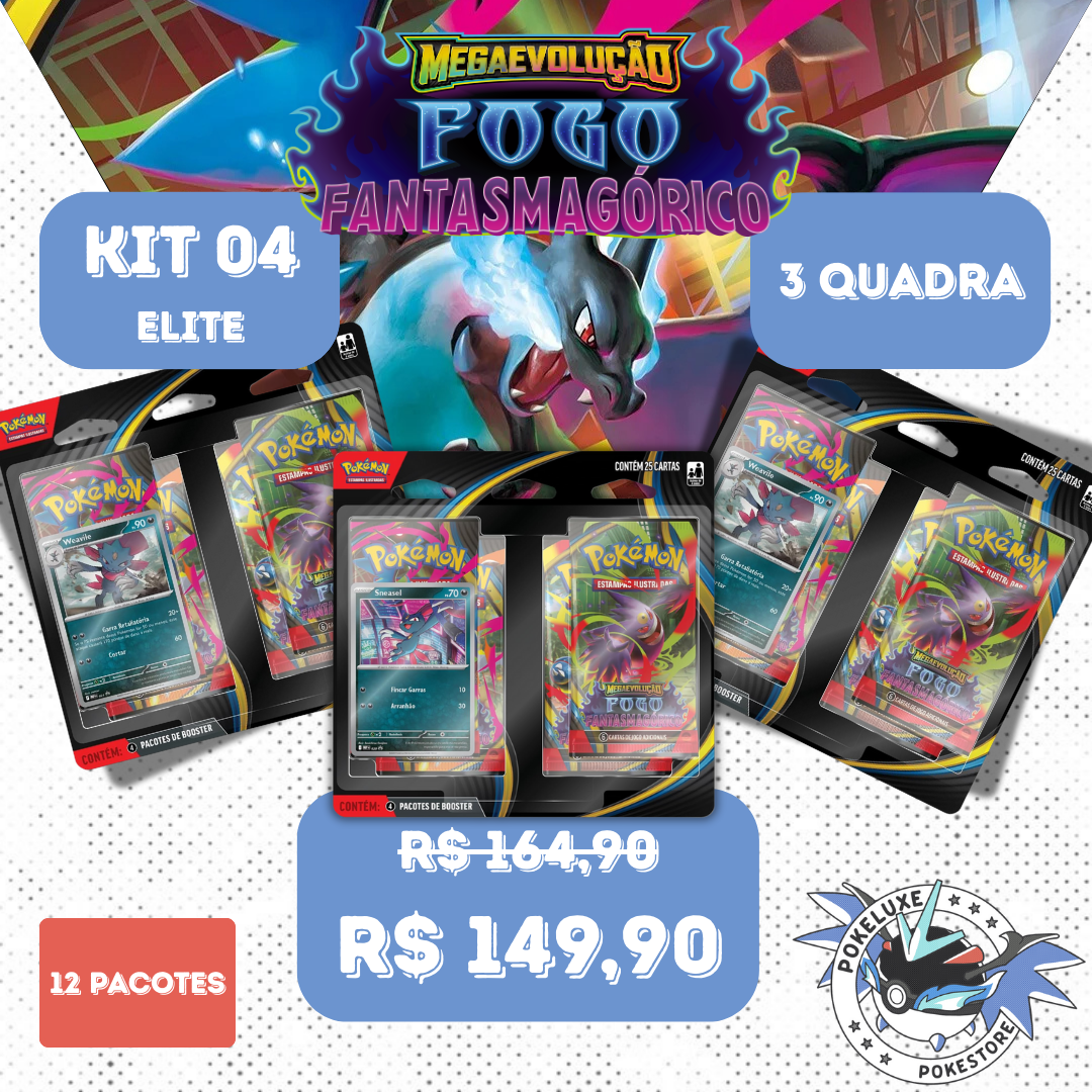 Kit 04 - Elite ME 02 – Fogo Fantasmagórico (12 Boosters Pokémon)